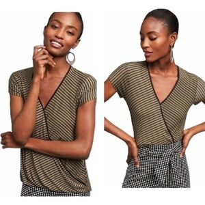 Maeve Capped Sleeve Faux Wrap Short Sleeve Top Size XS